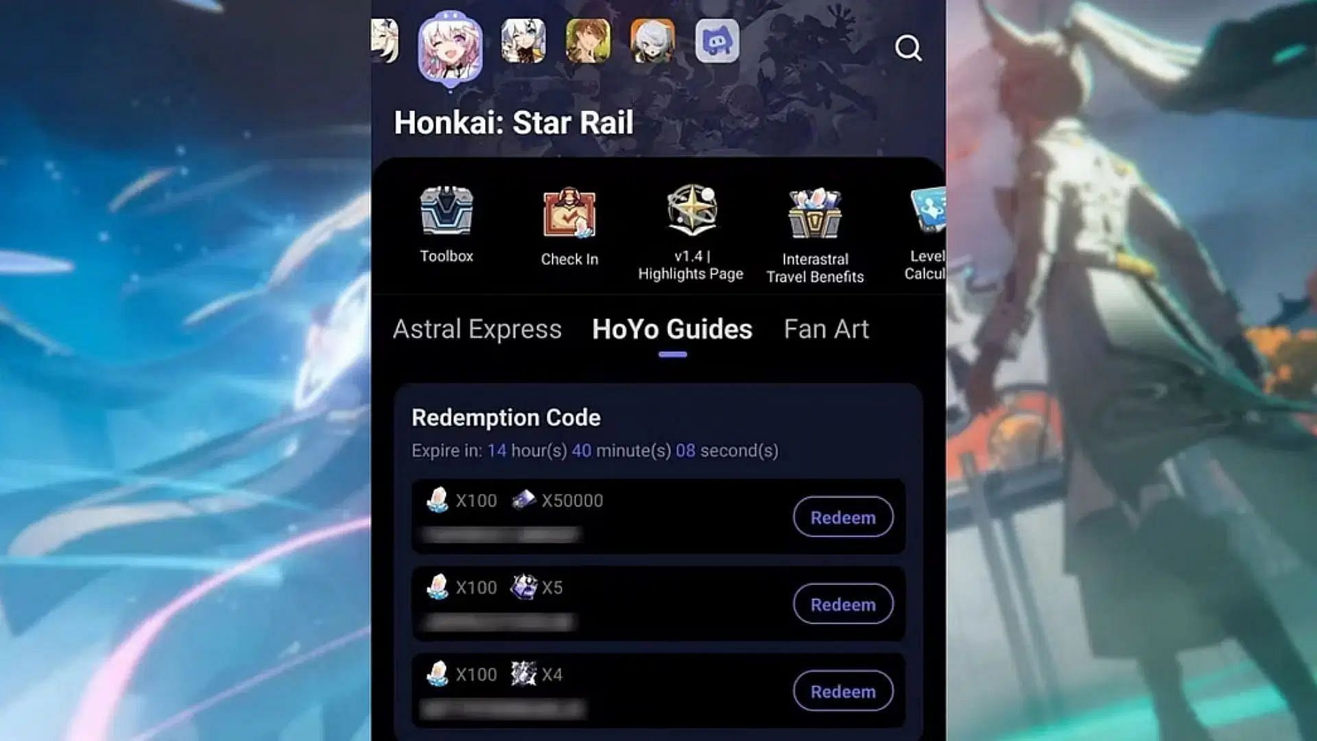 How to use codes on the HoYoLAB app (Image via HoYoverse)
